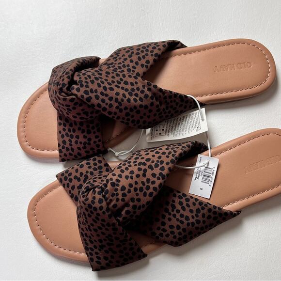 Old Navy Women’s Soft Twist Brown and Black Animal Print Sandals Flat Sz 10 - Picture 6 of 8